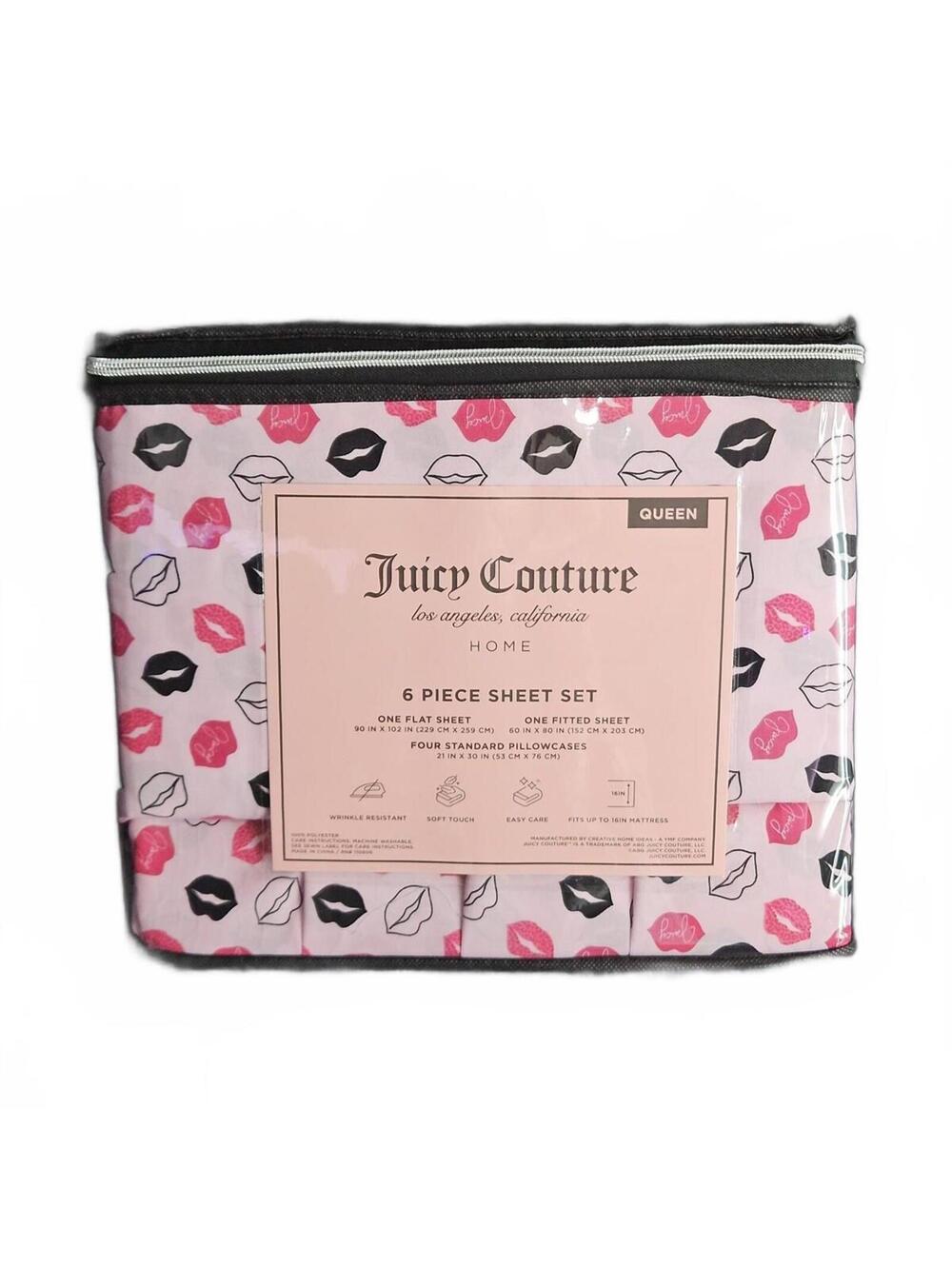 Juicy Couture Queen 6 Piece Lips Bedding Set Y2K McBling Glam NWT